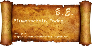 Blumenschein Endre névjegykártya